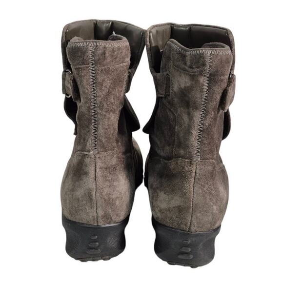 Privo Gray Suede/Leather Waterproof Ankle Boots Velcro Closure Sz 9M Comfort - Picture 4 of 7
